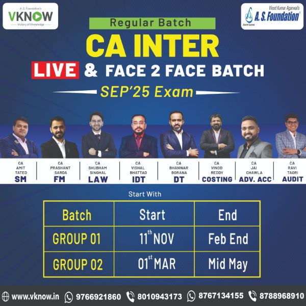 Picture of New CA Inter Combo | All Subjects | Regular Batch | CA Vinod Reddy, CA Ravi Taori, CA Prashant Sarda. CA Amit Tated, CA Vishal Bhattad, CA Jai Chawla, CA Bhanwar Borana CA Shubham Singhal | May/Sep 2025